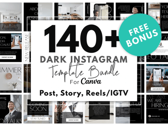 Download 140 Dark Instagram Template KIT BUNDLE - Premium Bundle