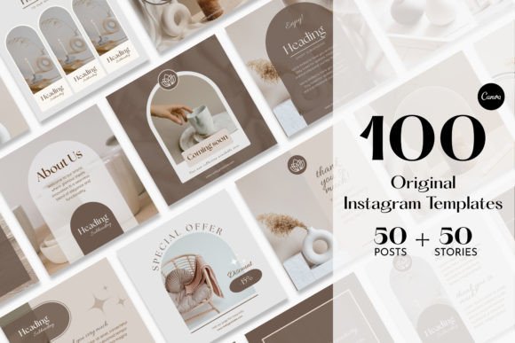 Download Aesthetic Beige Instagram Templates - Premium Bundle